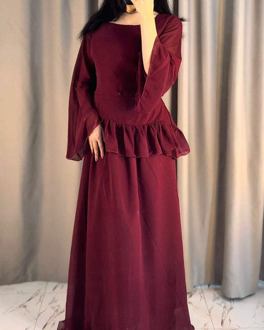 Elanza Luxe – Plain Chiffon Heavy Flair Outfit Stitched