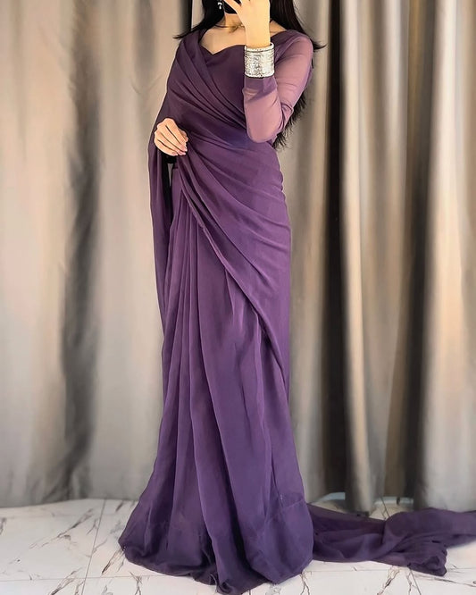 Ayla Lavender Grace Signature Chiffon Saree