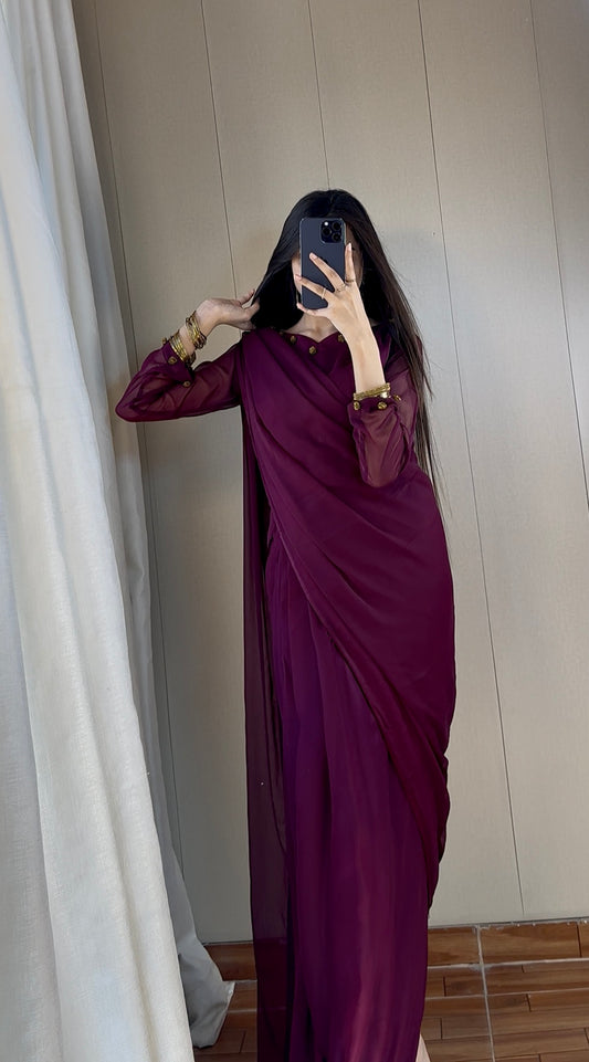 Gulbahar Chiffon Saree Stitched