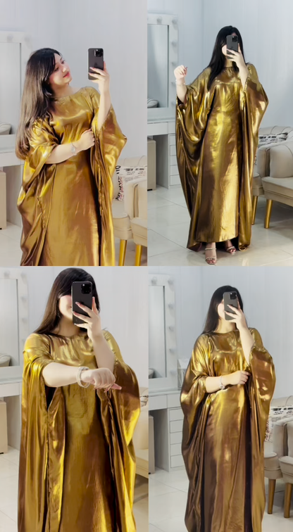 New Stylish Korean Silk Kaftan/Butterfly Dress (Golden)