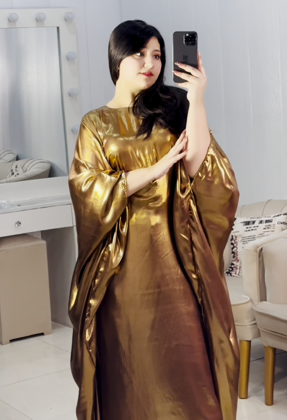 New Stylish Korean Silk Kaftan/Butterfly Dress (Golden)