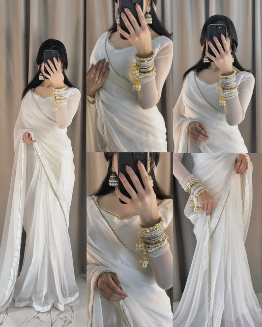 Shahi Zarqash Chiffon Saree Stitched