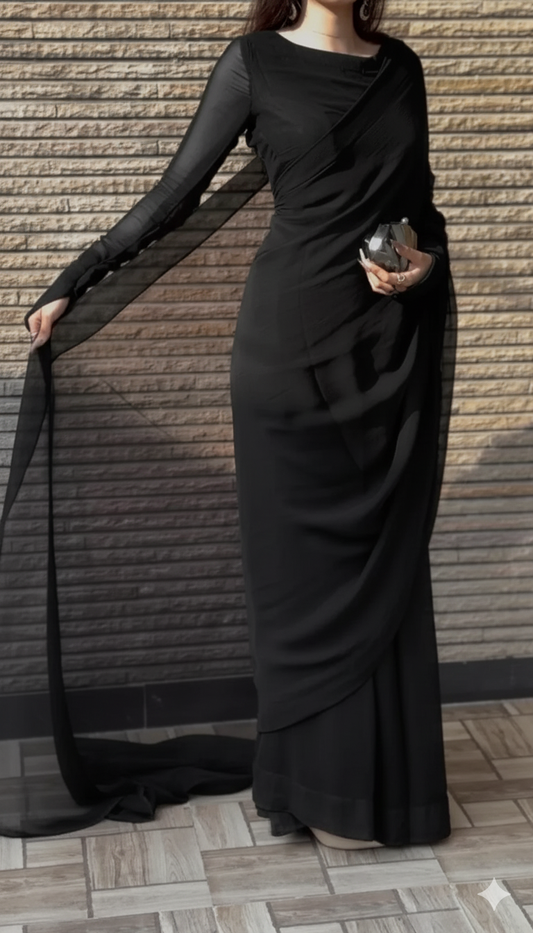 Noor-e-Chiffon Saree Stitched