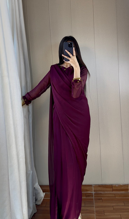 Gulbahar Chiffon Saree Stitched