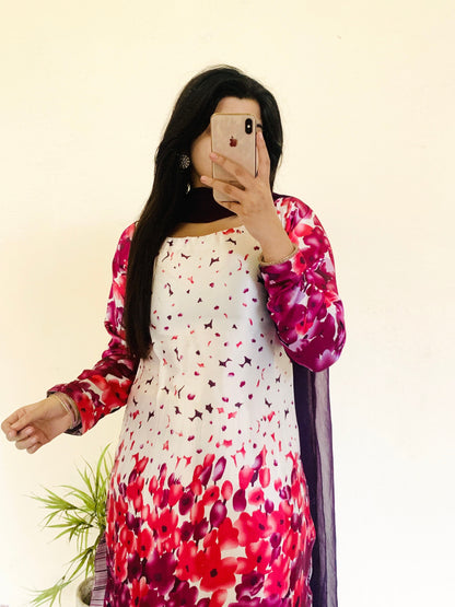 2pcs Printed Shalmoze Silk Dress